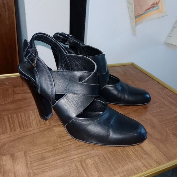 Y2K Bebe Black Sling Back Pump Style Heels Made In Spain 9.5 Medium - Picture 1 of 11